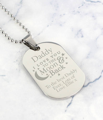 Personalised 'To The Moon & Back...' Stainless Steel Dog Tag Necklace - ItJustGotPersonal.co.uk