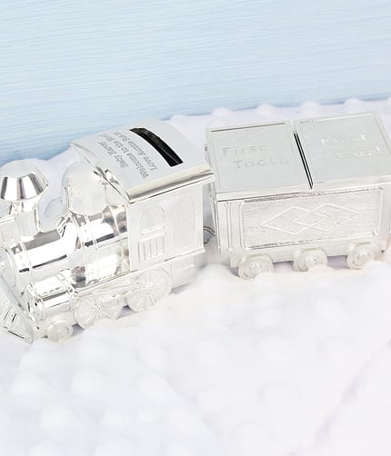 Personalised Train Money Box with Tooth & Curl Trinket Box - ItJustGotPersonal.co.uk