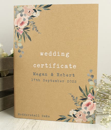 Personalised Wedding Certificate Display Book - ItJustGotPersonal.co.uk