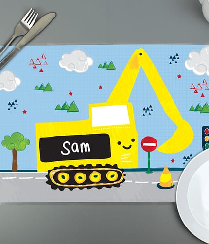 Personalised Digger Placemat - ItJustGotPersonal.co.uk