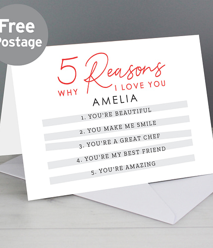 Personalised 5 Reasons Why Card - ItJustGotPersonal.co.uk