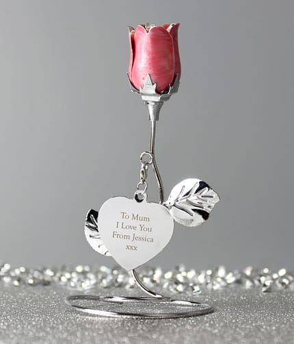 Personalised Free Text Pink Rose Bud Ornament - ItJustGotPersonal.co.uk