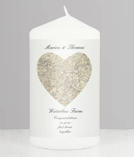 Personalised 1896 - 1904 Revised New Heart Map Pillar Candle - ItJustGotPersonal.co.uk