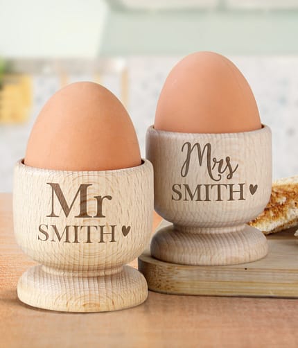 Personalised Couples Wooden Egg Cup Set - ItJustGotPersonal.co.uk