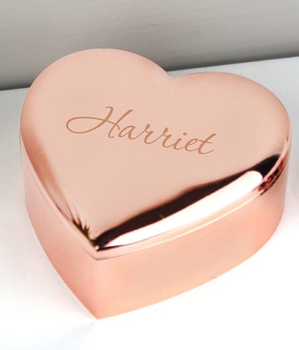 Personalised Name Only Rose Gold Heart Trinket Box - ItJustGotPersonal.co.uk