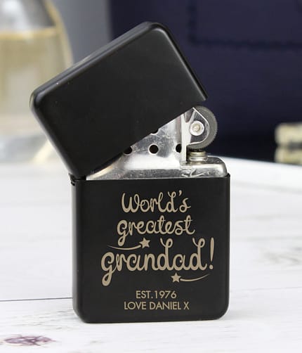 Personalised 'World's Greatest Grandad' Black Lighter - ItJustGotPersonal.co.uk