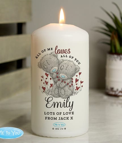 Personalised Me to You Valentine Pillar Candle - ItJustGotPersonal.co.uk