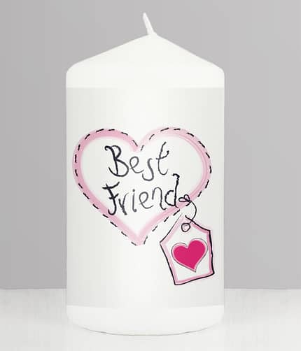 Best Friend Heart Stitch Pillar Candle - ItJustGotPersonal.co.uk