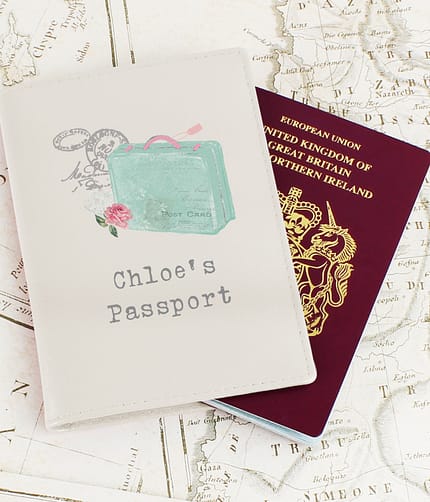 Personalised Vintage Pastel Travel Cream Passport Holder - ItJustGotPersonal.co.uk