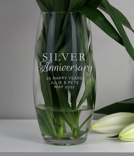 Personalised 'Silver Anniversary' Bullet Vase - ItJustGotPersonal.co.uk