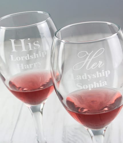Personalised His & Her Wine Glass Set - ItJustGotPersonal.co.uk