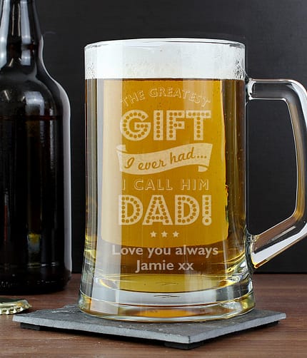 Personalised Greatest Dad Glass Pint Stern Tankard - ItJustGotPersonal.co.uk