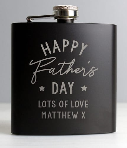 Personalised Father's Day Black Hip Flask - ItJustGotPersonal.co.uk