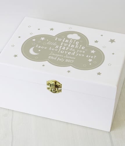 Personalised Twinkle Twinkle White Wooden Keepsake Box - ItJustGotPersonal.co.uk