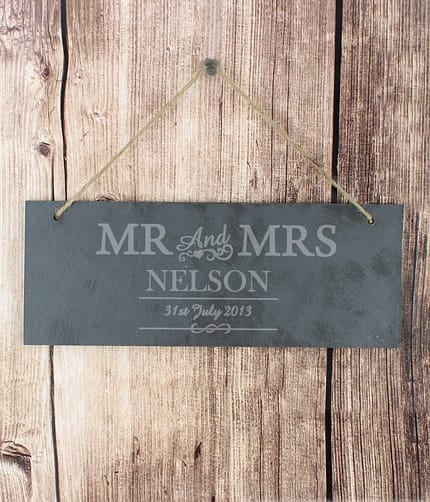 Personalised Mr & Mrs Hanging Slate Plaque - ItJustGotPersonal.co.uk