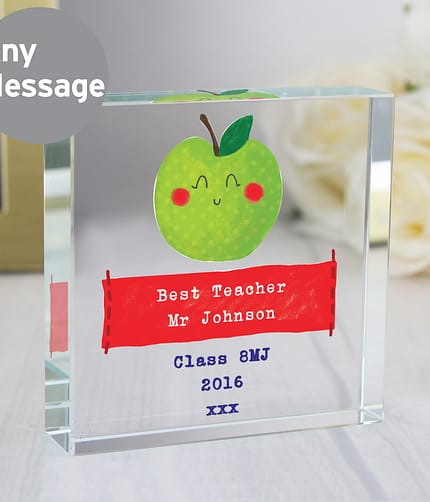 Personalised Apple for the Teacher Crystal Token - ItJustGotPersonal.co.uk