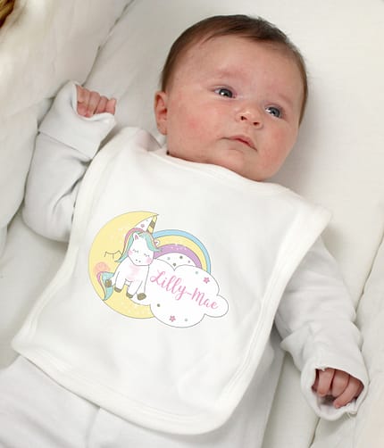 Personalised Baby Unicorn Bib - ItJustGotPersonal.co.uk