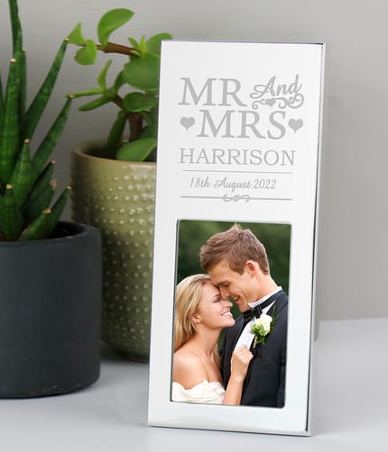 Personalised Small Mr & Mrs 2x3 Silver Photo Frame - ItJustGotPersonal.co.uk
