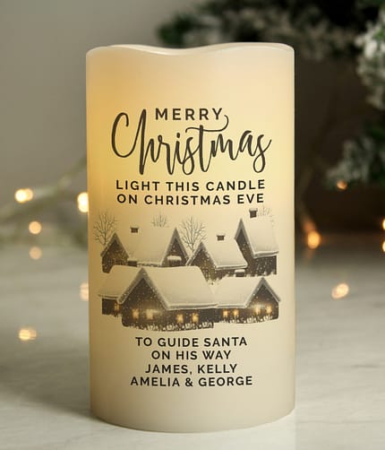 Personalised Christmas Town LED Candle - ItJustGotPersonal.co.uk