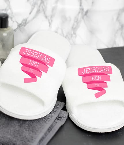 Personalised Pink Banner Velour Slippers - ItJustGotPersonal.co.uk