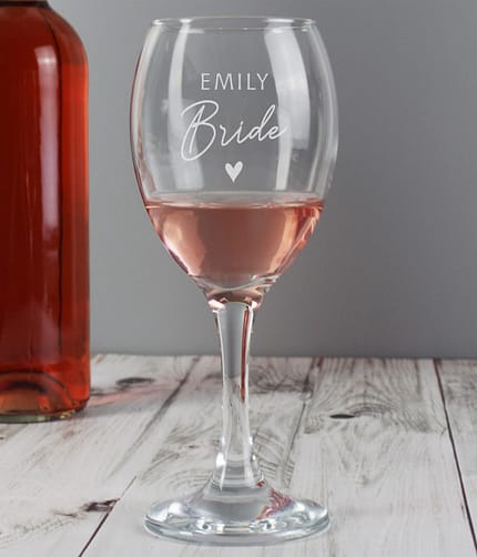 Personalised Bride Wine Glass - ItJustGotPersonal.co.uk