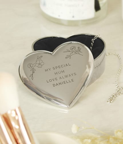 Personalised Floral Free Text Heart Trinket Box - ItJustGotPersonal.co.uk