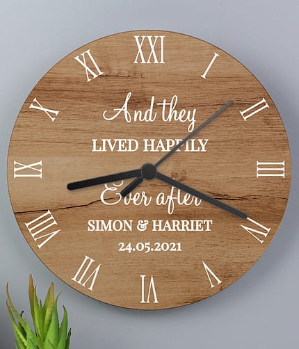 Personalised Free Text Wood Effect Clock - ItJustGotPersonal.co.uk