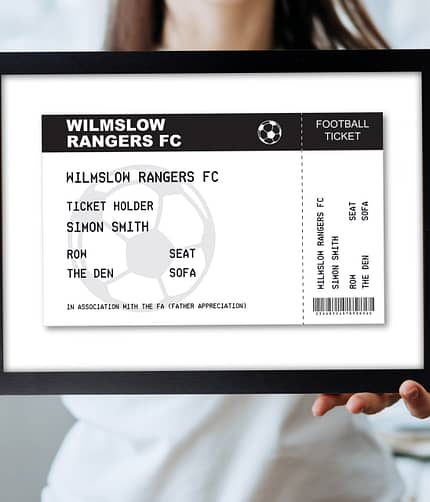 Personalised Football Ticket A4 Black Framed Print - ItJustGotPersonal.co.uk