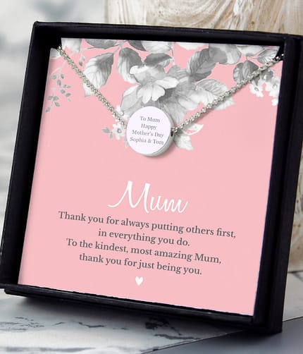 Personalised Mum Sentiment Silver Tone Necklace and Box - ItJustGotPersonal.co.uk