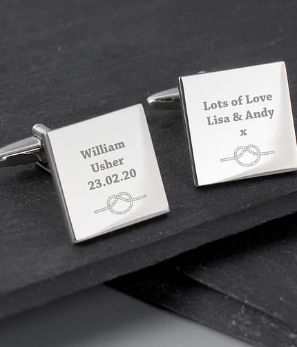 Personalised Tie the Knot Square Cufflinks - ItJustGotPersonal.co.uk