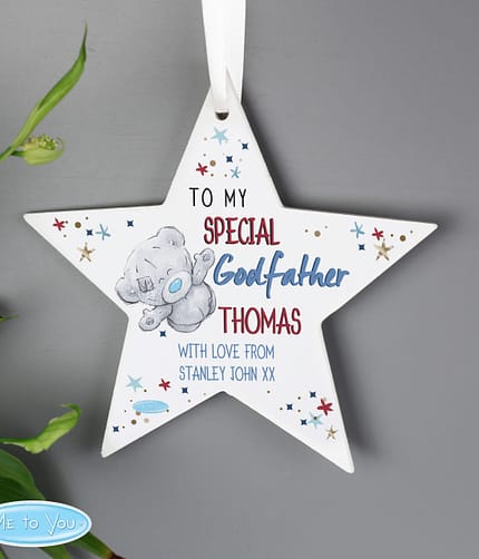 Personalised Me to You Godfather Wooden Star Decoration - ItJustGotPersonal.co.uk