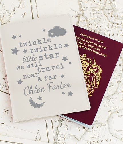 Personalised Twinkle Twinkle Cream Passport Holder - ItJustGotPersonal.co.uk