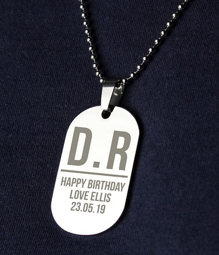 Personalised Initials Stainless Steel Dog Tag Necklace - ItJustGotPersonal.co.uk