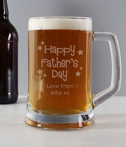 Personalised Happy Father's Day Stars Pint Stern Tankard - ItJustGotPersonal.co.uk