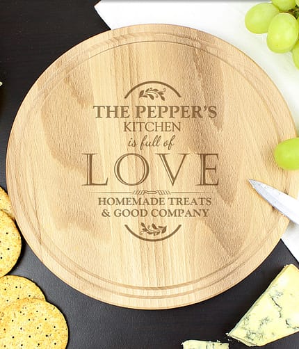 Personalised Full of Love Large Round Chopping Board - ItJustGotPersonal.co.uk
