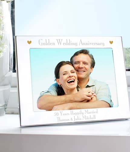 Personalised Silver 5x7 Golden Anniversary Landscape Photo Frame - ItJustGotPersonal.co.uk