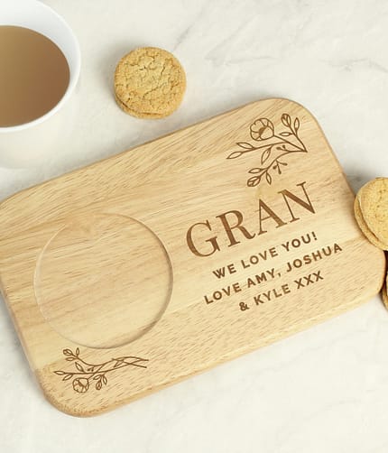 Personalised Floral Wooden Coaster Tray - ItJustGotPersonal.co.uk