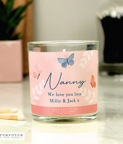 Personalised Butterfly Scented Candle Jar - ItJustGotPersonal.co.uk