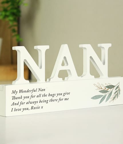 Personalised Botanical Wooden Nan Ornament - ItJustGotPersonal.co.uk