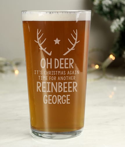 Personalised Time For A Reinbeer Pint Glass - ItJustGotPersonal.co.uk