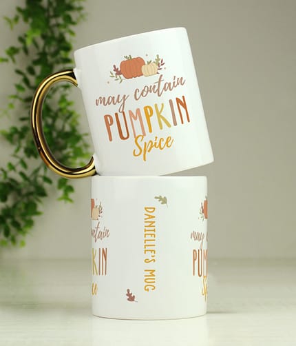 Personalised Pumpkin Spice Gold Handle Mug - ItJustGotPersonal.co.uk