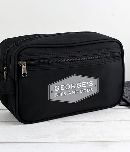 Personalised Plaque Black Toiletry Bag - ItJustGotPersonal.co.uk