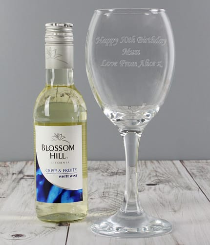Personalised White Wine & Wine Glass Set - ItJustGotPersonal.co.uk