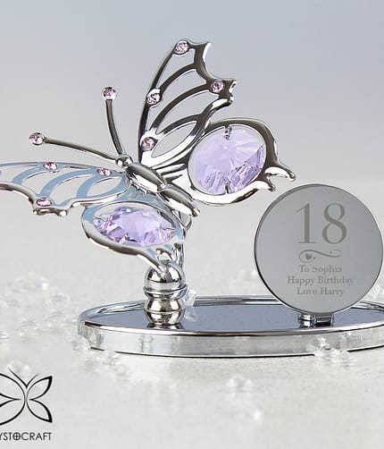 Personalised Swirls & Hearts Birthday Crystocraft Butterfly - ItJustGotPersonal.co.uk