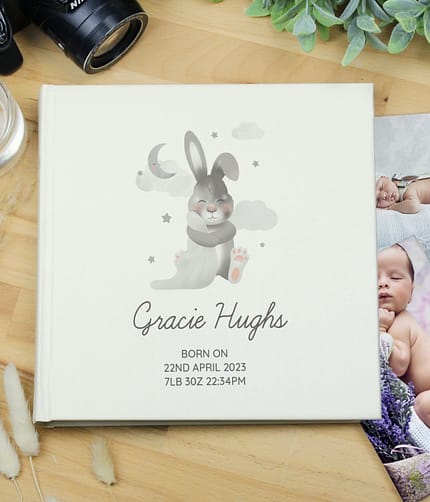 Personalised Baby Bunny Square Photo Album - ItJustGotPersonal.co.uk