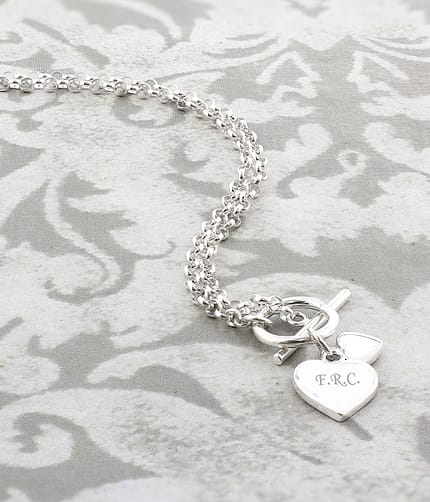Personalised Hearts T-Bar Necklace - ItJustGotPersonal.co.uk