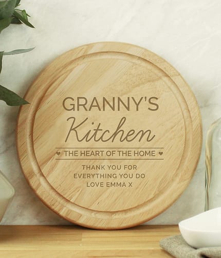 Personalised Heart of the Home Round Wooden Chopping Board - ItJustGotPersonal.co.uk