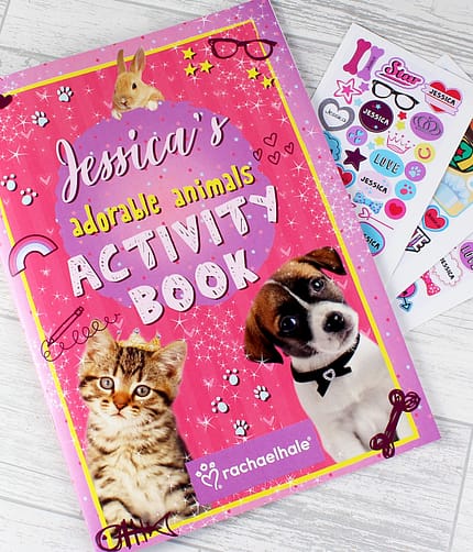 Personalised Rachael Hale Adorable Animals Activity Book With Stickers - ItJustGotPersonal.co.uk