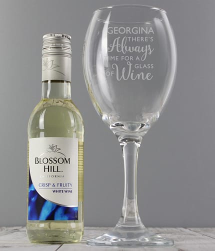 Personalised White Wine & 'Always Time for Wine' Glass Set - ItJustGotPersonal.co.uk