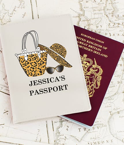Personalised Leopard Print Cream Passport Holder - ItJustGotPersonal.co.uk